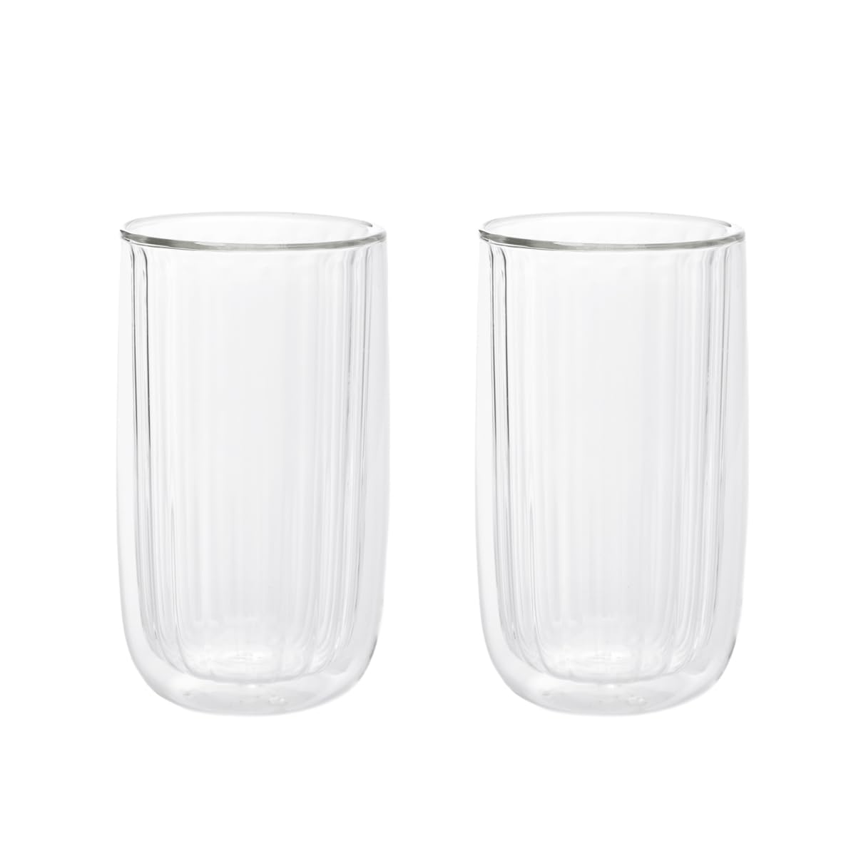 HOMLA CEMBRA GROOVE Doppelwandige Trinkgläser 350 ml 2er Set Klare Rillenoptik