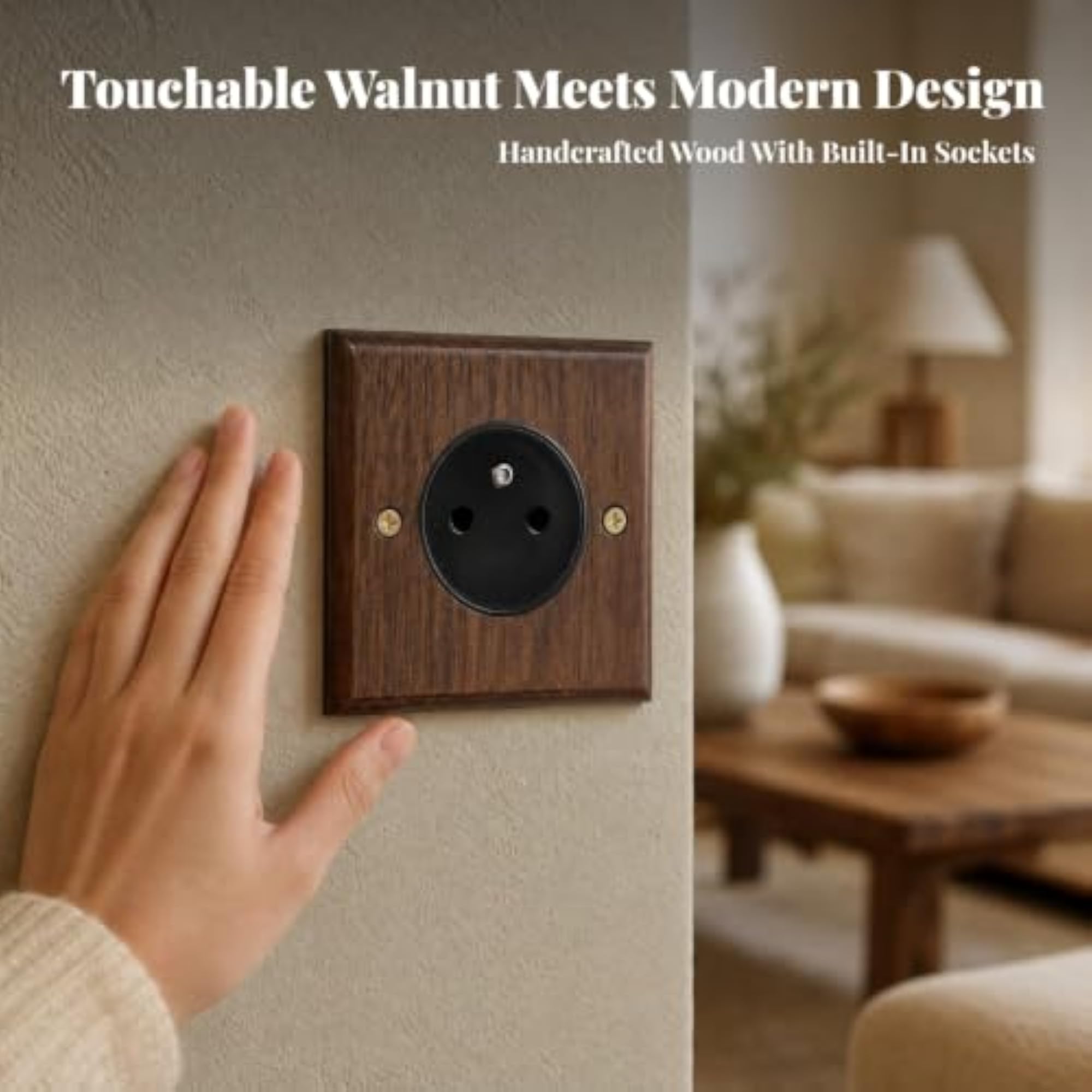Walnut Finish Electrical Faceplate Retro Socket Cover