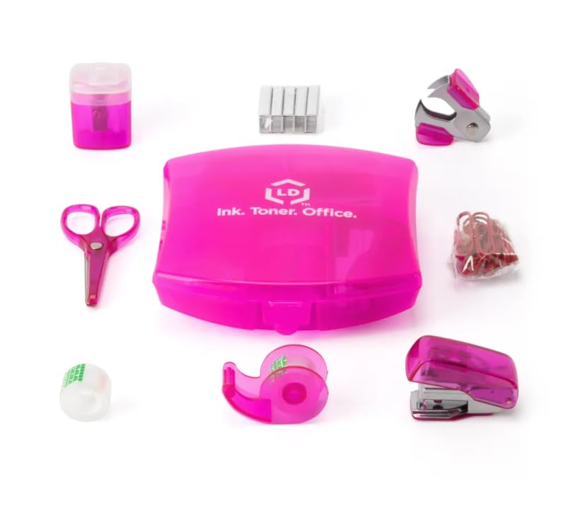 LD Products Pink Mini Office Supply Kit Portable Case...