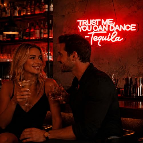 Image of Neon Sign, Trust Me You Can Dance Neon Signs for Wall Decor Neon Red LED Signs Room Neon Light Up Signs Home Decor for Business Bedroom Club Party Bars Shop USB Operated
