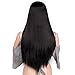 ForQueens Long Black Wig Synthetic Straight Wigs for Women Middle Part Cosplay Full Wig Heat Resistant Fiber