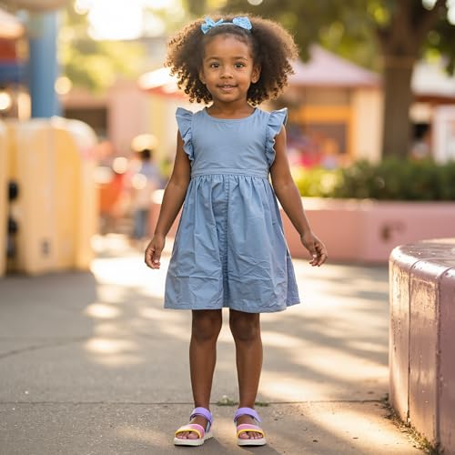 Toddler Girls Sandals Open Toe Summer Kids Sandals with Adjustable Ankle Strap for Toddler and Little Kids4