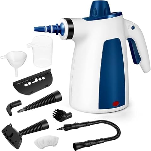Pressurized Handheld Steam Cleaner with Safety Lock and 9 pcs Accessories, Multi-Surface Chemical-Free Steam Cleaner for Home, Steamer for Cleaning Grout, Floor, Furniture, Upholstery, Couch and Car Cover