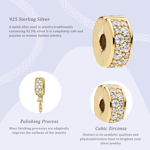 Golden Dangle Charm 925 Sterling Silver Charms for Bracelets and Necklaces Bead Charms with Cubic Zirconia Jewelry Charm for Women Family Friends2