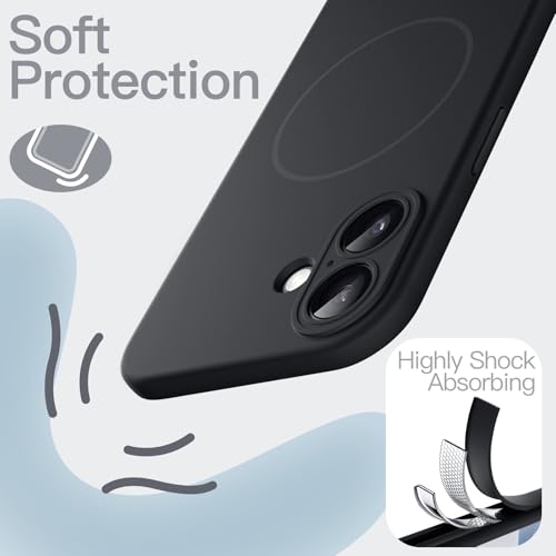 Image of JETech Magnetic Silicone Case for iPhone 17, Black | Compatible with MagSafe, Silky Soft Touch, Full Camera Lens Protection, Shock Absorbing Phone Cover