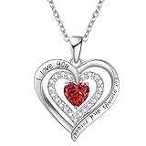 REDBEE Women's Gifts Birthstone Jewelry for Wife - I Love You Forever Heart Pendant Wedding Necklace