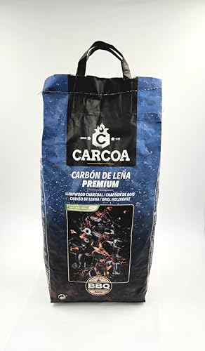 Genérico Carbón de Leña para Barbacoa - Producido y envasado en España, carbón procedente de leñas duras encina y el alcornoque. Fácil de encender, Buena duración y prestaciones - 5kg, 12233
