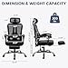 Ergonomic Office Chair with Footrest, Ergonomic Desk Chair with Adjustable Lumbar Support, High Back Mesh Office Chair with Headrest, Executive Office Computer Chair 360 Swivel Task Chair Black