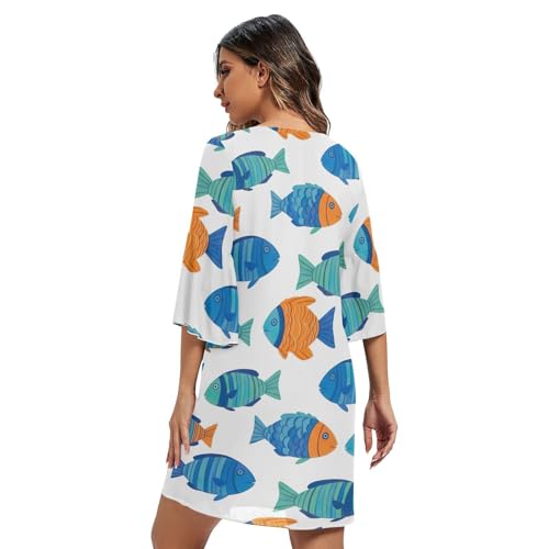 Robe en mousseline bleu Cute Fish idéale pour vos soirées d'été