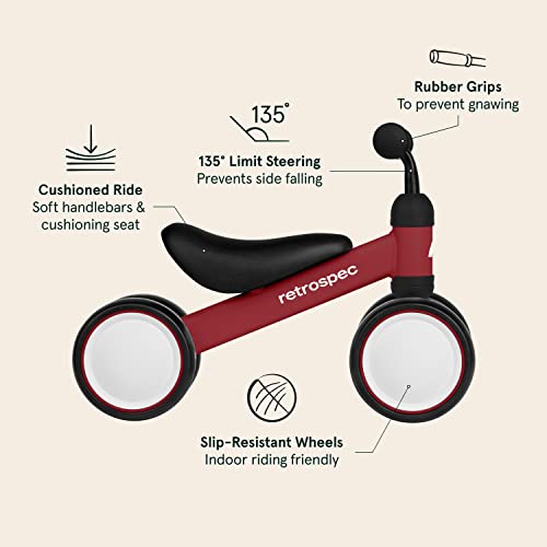 Image of Retrospec Cricket Baby Walker Balance Bike with 4 Wheels for Ages 12-24 Months - Toddler Bicycle Toy for 1 Year Old's - Ride On Toys for Boys & Girls