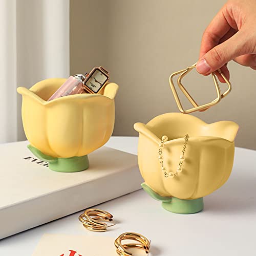 AMONIDA Kleine Aufbewahrungsbox, Dekoratives Ornament, Handgefertigt, Innovative Blumenform, Schreibtisch-Aufbewahrungsbox für Schminktisch – Bild 3