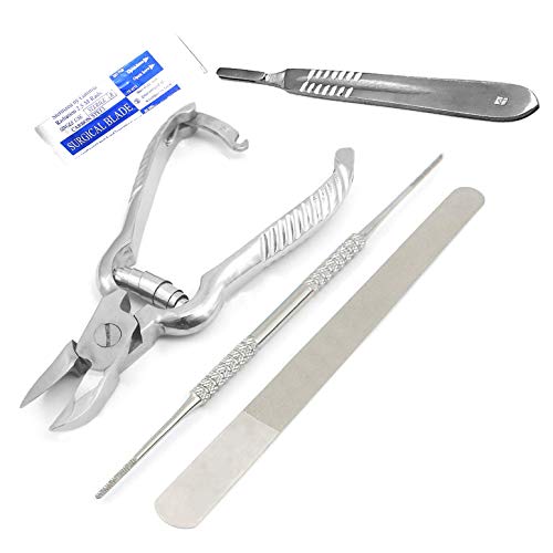 AAProTools Manicure, Pedicure Chiropody Ingrown Toenail Clipper Podiatry Podiatrist Kit 4 Piece with Nail Files
