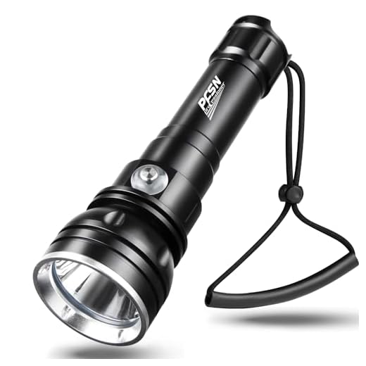 PFSN 3000 Lumens Dive Light with Lockable Switch, 150m Underwater Waterproof, 20H Runtime, 400m Long Narrow Beam, Rechargeable Professional Scuba Diving Flashlight for Night Diving, Caving, Snorkeling