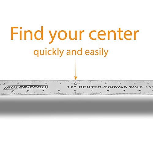 Stainless Steel Center Finding Ruler. Ideal For Woodworking, Metal Work, Construction And Around The Home (12" Ruler) #TOP4