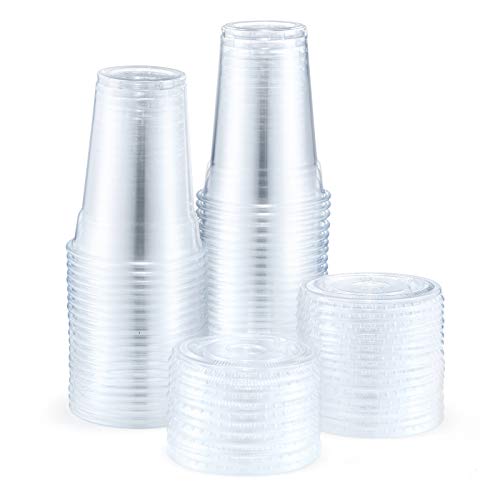 Eupako 8 oz Plastic Cups with Lids, Clear Disposable Cups with Flat Lids, Cold Drink Containers Pack - //coolthings.us