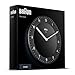 Braun Classic Analogue Wall Clock with Quiet Quartz Movement, Easy to Read, 20cm Diameter in Black, Model BC06B.