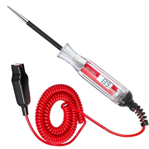 Comprobador de circuito LCD digital de 3 a 48 V con sondas de metal retroiluminadas y cable de resorte para camiones pesados/coches de baja tensión, herramienta de medición de voltaje