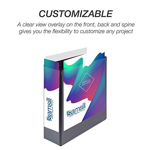 Samsill Durable 4 inch 3 Ring Binder, Made in USA, D Ring Binder, FSC 100% Recycled Chipboard, Black, 2 Pack