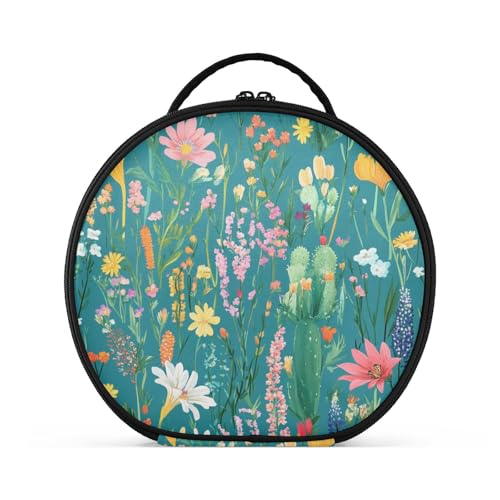 aidingzhi Simple Spring Fresh Floral Green Cosmetic Bags Vertical Free-Standing
