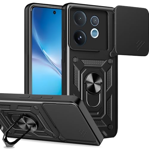Image of AESTMO Tough Armor Vivo V60 / V60e / T4 Pro 5G Bumper Back Case Cover | Ring Holder & Sliding Camera Shield Cover | 360 Degree Protection Back Case Cover for Vivo V60 / V60e / T4 Pro 5G (Black)