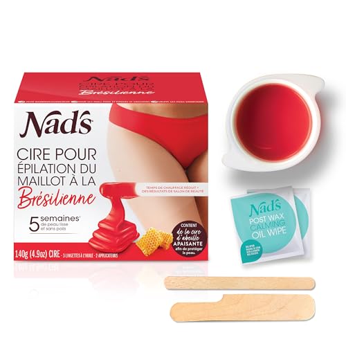Nad’s Cire Pour Du Maillot À La Brésilienne - Kit D'Épilation À La Maison Avec Cire Dure, Pot de Cire Chaude, y compris la zone intime