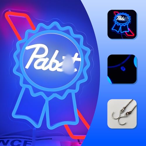 Image of Beer Neon Sign Dimmable Bar Neon Light for Man Cave Blue Lights up Sign for Home Bar Bedroom Shop Club Pub Bistro