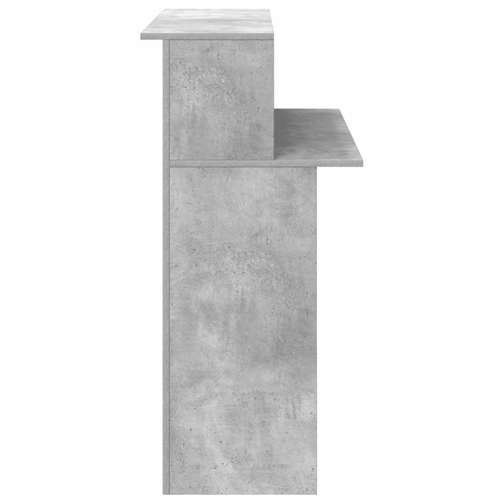 Bancone per ricevimento in legno grigio cemento, 100 x 50 x 103,5 cm, con ripiano, tavolo da lavoro per ufficio, segretario, laptop, ergonomico, salvaspazio, per home office e studio