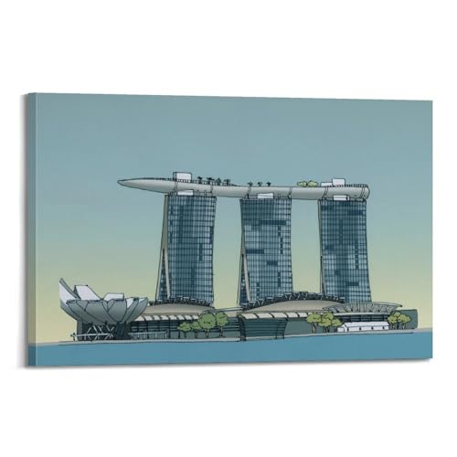 Architecture de Singapour Marina Bay Sands poster toile contre mur vide