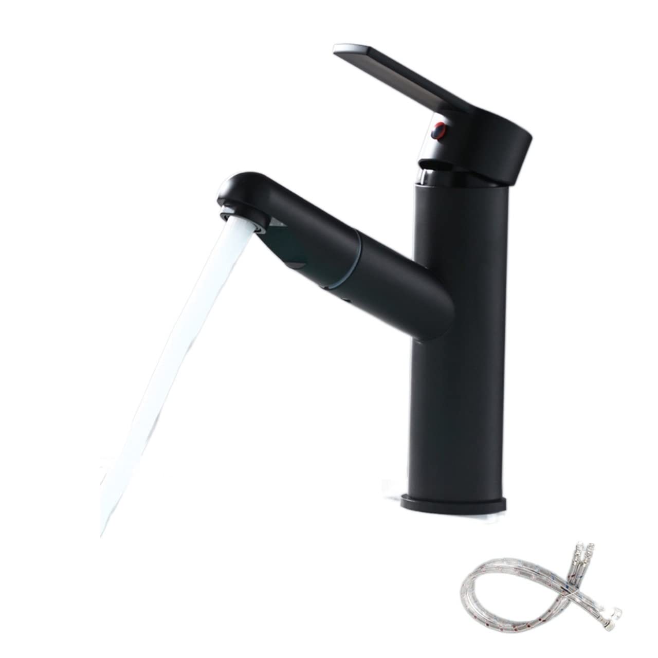 Robinet d'évier extractible noir pour mitigeur de salle de bain et cuisine monotrou