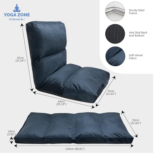 Image of Kawachi Reclining Meditation Floor Chair | Adjustable 5-Position Backrest | Foldable Seating for Yoga, Study, Relaxation & Home Use | Lightweight & Comfortable Design (Dark Grey)