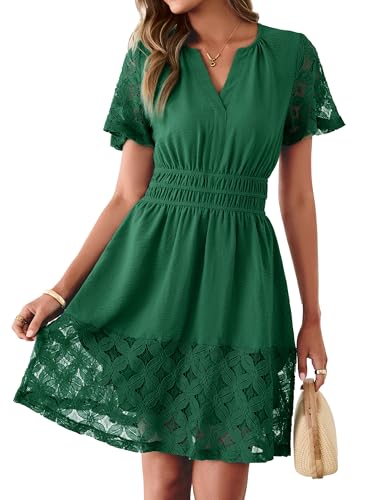 Image of Simplee Womens Boho Summer Dresses Casual Wedding Guest V Neck Short Sleeve Empire Waist A Line Tiered Mini Dress