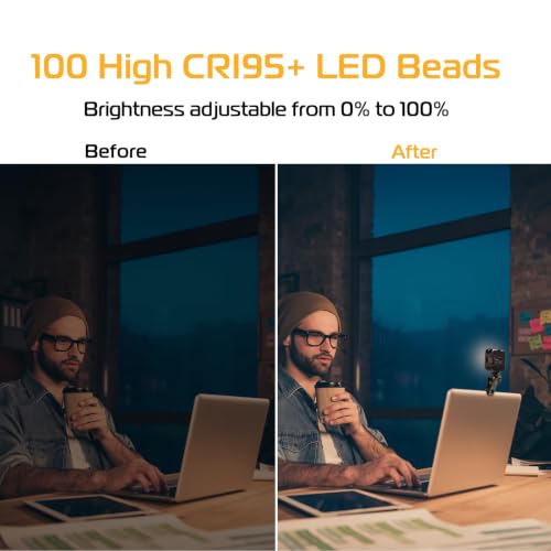 Image of Ulanzi VL100X Selfie Light, Clip LED Light Panel for Phone /Laptop /Tablet /Computer, Bi-Color Portable Clip Camera Light with Dimmable 2500-6500K with 2000mAh Battery for Video Conference /Picture