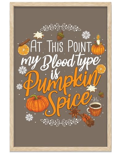 Pumpkin Spice Framed Wall Art 24x36 Fall Kitchen Decor with