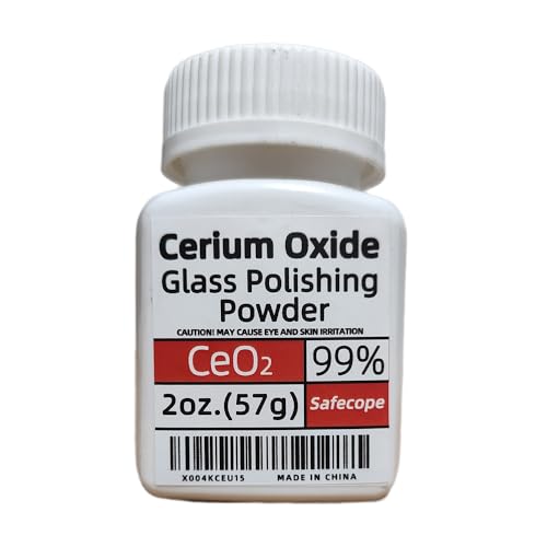 2 Oz (57 g) 99% Cerium Oxide Glass Polishing Powder (9-15 Microns) Can Remove All Minor Scratches from Glass, Clean Oil Films and Water Stains from Glass, and Restore Clarity and Transparency.