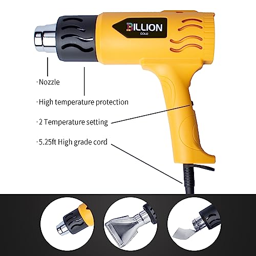 Heat Gun, 1800W Professional Hot Air Gun, 300℃&600℃ Dual Temp Settings, Fast Heating, Overload Protection Heat Gun for Paint Stripping, Crafts, Shrink Wrapping/Tubing, Shrink Wrapping 4 Heat Gun, 1800W Professional Hot Air Gun, 300℃&600℃ Dual Temp Settings, Fast Heating, Overload Protection Heat Gun for Paint Stripping, Crafts, Shrink Wrapping/Tubing, Shrink Wrapping - Image 4