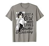 Anime Girl Just A Girl Who Loves Anime and Sketching Drawing T-Shirt