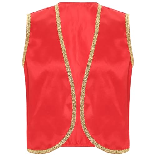 Men's Sleeveless Open Front Jacket Arab Prince Orient Sultan Gilet Golden Trim Festive Vest3
