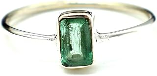 Dainty Rectangle Natural Emerald Ring, Handmade natural emerald jewelry, zambian emerald ring, may birthstone, minimalist jewelry for her, gift for her, everyday jewelry, emerald ring