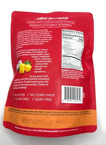 180 Snacks, Mango Coconut Squared, with Almonds, Cashews, Pumpkin Seeds image 4