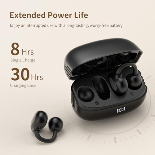 Image of PSIER Open Ear Earbuds, Bluetooth Earbuds IPX5 Waterproof Comfortable Lightweight Bluetooth 5.4 Ear Buds with Digital Display 30H Playtime Bone Conduction Headphones for Workout Sports Running