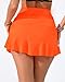 Halcurt Women's High Waisted Ruffle Swim Skirts with Short Tummy Control Ruched Bikini Swimsuit Bottoms Orange L