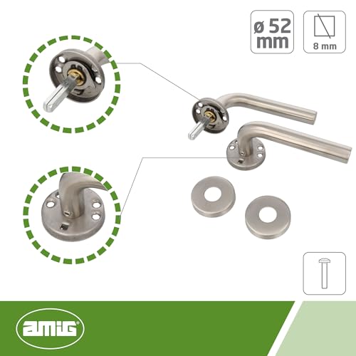 Ensemble poignée de porte acier inoxydable Amig 12230 double rosace