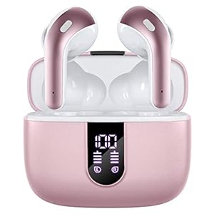 TAGRY Bluetooth Headphones True Wireless Earbuds 60H Playback LED Power Display Earphones with Wireless Charging Case IPX5 Waterproof in-Ear Ear buds with Mic for TV Smart Phone Laptop Computer Sports