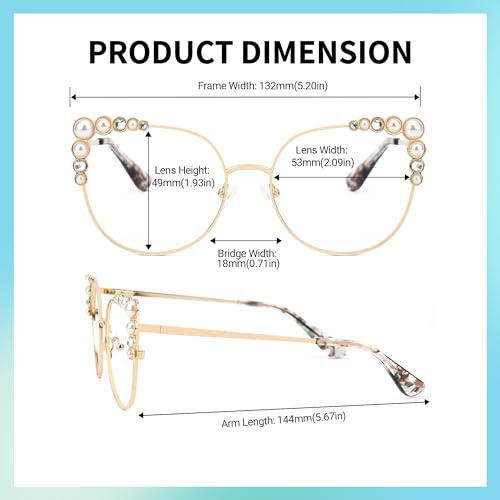 Image of Zeelool Stylish Metal Cat Eye Blue Light Blocking Glasses for Women ZJGM751692-01 Gold, Large