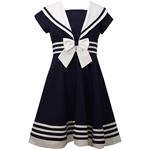 Bonnie Jean Girls' Fit and Flare Nautical Dress Casual, Navy, 8 Cover