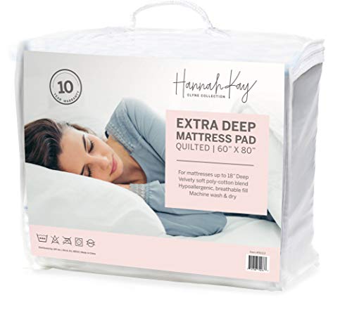 Hypoallergenic Quilted Stretch-to-Fit Mattress Pad by Hanna Kay, 10 Year Warranty-Clyne Collection (Queen)