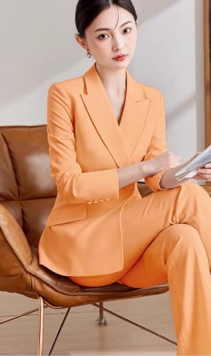 Women's Suit 2-Piece Double Breasted Buttons Jacket+Pants for Wedding Formal Party2