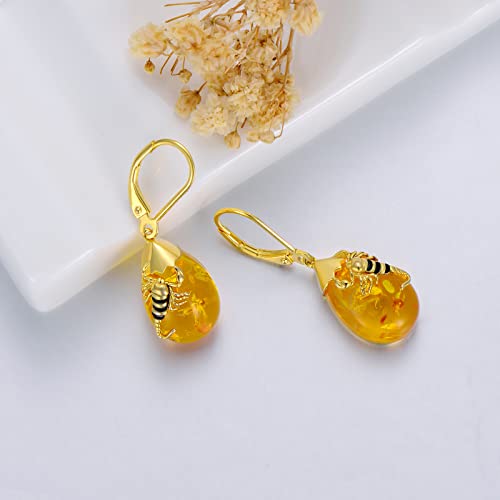 Image of TIGER RIDER Bee /Butterfly /Scorpion /Cactus /Leaf /Beetle 925 Sterling Silver French Clasp Leverback Earrings Amber /Crystal /Citrine /Moonstone /Obsidian /Jade /Rose quartz Pendant Jewelry Gift for Women