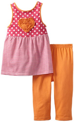Carter's Watch the Wear Little Girls' Polka Dot and Stripes Heart Top with Legging