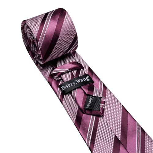 Image of Barry.Wang Mens Tie Set Plaid Check Neckties Formal Business Wedding Luxury Pocket Square Cufflinks